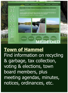 Town of HammelFind information on recycling & garbage, tax collection, voting & elections, town board members, plus meeting agendas, minutes, notices, ordinances, etc.